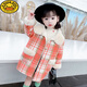 G.DUCKKIDS Girls' Plaid Woolen Coat 2024 Autumn and Winter New Style Western Style Baby Girl Temperament Mid-Length Velvet Woolen Coat Purple Plaid 130 cm