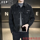 JEEP SPIRIT motorcycle leather jacket men's spring and autumn 2025 new style handsome trendy brand pilot slim men's leather jacket coffee color 3XL