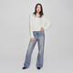 Lee shopping mall's same style comfortable version cable metal brand women's sweater milky white L