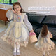 Same day delivery Lolita princess dress girls dress children autumn tutu skirt baby one year old dress blue 150 cm