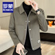 ROMON sheep wool jacket men's short autumn and winter new business casual warm lapel double-sided woolen jacket trendy international gray XL 180 about 130-145 Jin Jin equals 0.5 kg can be worn