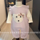 2025 New Girls Overalls Suit Autumn Fashionable Cute Baby Clothes Baby Two-piece Spring and Autumn Romper Suit Pink Dog Harness + Beige T 80
