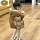 G.DUCKKIDS girls winter velvet coat 2024 new children's fur all-in-one coat lamb velvet hooded cotton coat for baby girls brown_velvet 110 cm