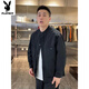 Playboy (PLAYBOY) Spring and Autumn New Solid Color Henley Collar Shirt Men's Simple Fashion Design Versatile Casual Jacket Black M 100-120Jin Jin is equal to 0.5 kg