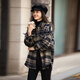 Awakening Paradise Winter Fashion Temperament Versatile Velvet Single-Breasted Thick Plaid Shirt Loose Slim Jacket Navy XL