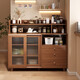 Japanese solid wood sideboard against the wall integrated cabinet home kitchen tea cabinet living room storage cabinet storage cabinet high density sheet (walnut color) acrylic sliding door 70*36*93
