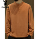 Playboy (PLAYBOY) Henry collar long-sleeved T-shirt for men in spring and autumn solid color retro simple bottoming shirt loose trendy brand versatile stand-up collar sweatshirt Khaki 56119 long sleeve 4XL (about 170-190Jin Jin is equal to 0.5 kg can be worn)