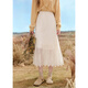 Baitu (Betu) Femenino 2025 Autumn New Skirt Wave Sporty Sporty Lace Falda de alta gama para mujeres 2509T79 Apricot s