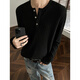 Junyin cleanfit right shoulder long-sleeved T-shirt men's autumn new high-end Henry collar knitted sweatshirt with base layer black M