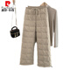 Pierre Cardin European Station Thickened Warm Down Cotton Pants Women's 2026 Winter Elastic High Waist Slim Straight Casual Padded Wide Leg Pants Off-white (small amount) XL recommended 125-140Jin Jin equals 0.5 kg