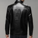 Leather men's casual lapel jacket autumn and winter warm business versatile pu leather motorcycle windproof jacket for young and middle-aged people black M 170/88A