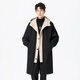 Mu Fanmian spring new fake two-piece woolen coat men's long hooded knee-length large size loose fat spring and autumn windbreaker jacket black thickened L suitable for 125 to 150 Jin Jin equals 0.5 kg