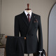 Xixi Shishi suit autumn and winter suit men's double-breasted striped suit men's suit casual groom black (suit + trousers) XL 52 (125-135Jin Jin equals 0.5 kg)