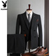 Playboy suit men's British style double-breasted high-end business casual suit three-piece groom's wedding dress men's medium gray (suit + pants) L 50