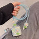 Blue flower small fresh princess style iPhone17promax/iPhone16promax/iPhone15promax charging protective cover 20w data cable anti-breakage blue flower * wire bite device