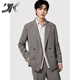 DK Brand Men's Suit Suit Men's Loose Handsome Suit Casual Engagement Dress Wedding High-Quality Jacket Men Forest Black Jacket + Pants + Black Shirt XL
