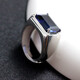 Bhiodha men's ring real silver inlaid with tanzanite blue gemstone men's rectangular ring
