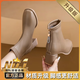 Yierkan Prince Real Soft Leather Short Boots for Women 2025 New Autumn and Winter Thick Heel Ankle Boots Martin Boots Square Toe Thin Women's Boots Versatile Khaki Velvet Upgraded Version 37