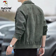 Woodpecker (Tucano) Traje de cuello de trabajo Jacket Men's Chaqueta de moda Marca de collar cubana Camaroy de collar Sólido 2025 Autumn New Style Military Green XL (recomendado 125-140Jin [Jin es igual a 0.5 kg])