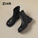 ZHR flat short boots for women 2025 winter new plus velvet British Martin boots for women slimming snow boots for women JF307A black 37
