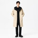 Mu Fanmian spring new fake two-piece woolen coat men's long hooded knee-length large size loose fat spring and autumn windbreaker jacket black thickened L suitable for 125 to 150 Jin Jin equals 0.5 kg