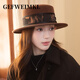GEFWEIMKL Merino Wool Hat Women's Autumn and Winter French Flat Brim Wool Felt Hat Women's Korean Style Versatile Jazz Hat Women Camel (Foldable) M (56-58cm)