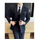 Annunciation Bird Haute Couture Suit Men's Wedding Dress Korean Slim Groom's Suit British Style Business Formal Dress Dark Brown #(Suit+Vest+Trousers) Comes with free shirt and tie M
