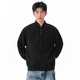 Homlean Heavy Henley Collar Solid Color Sweatshirt Men's Spring Fashion Versatile Loose Casual Bottoming Top HQ00 Black L