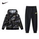 NIKE Nike all-print tops + pants thin velvet suit for boys and girls 2025 winter trendy and fashionable children's 2-piece set