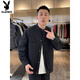 Playboy (PLAYBOY) Spring and Autumn New Solid Color Henley Collar Shirt Men's Simple Fashion Design Versatile Casual Jacket Black M 100-120Jin Jin is equal to 0.5 kg