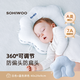Sohiwoo Baby Shaping Pillow 0-6 Months Sleeping Round Head Pillow Corrects Newborn's Head Shape Breathable Prevents Flat Head Deviation Color Matching White Blue Upgraded Antibacterial and Anti-mite Style 40x29x9cm