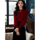 Pierre Cardin Autumn and Winter Gentle Style Women's 2025 New Chinese Style Simple Knitted Fashion Top Slimming Skirt Two-piece Set Red Top + Skirt M Recommended 95-105 Jin Jin equals 0.5 kg