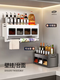 Yusenyi kitchen rack high-end home punch-free wall-mounted seasoning box oil salt sauce vinegar storage rack seasoning jar shelf gun ash fully sealed 3 compartments with towel bar bonus spoon-waterproof label