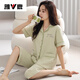 雅鹿夏季睡衣女纯棉短袖七分裤可外穿休闲开衫大码家居服两件套装 NX9898 3XL
