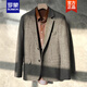 ROMON British retro wool herringbone suit jacket Autumn and winter khaki men's casual tweed wool suit Gray herringbone single suit M Height 170/weight 125