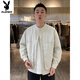 Playboy (PLAYBOY) Spring and Autumn New Solid Color Henley Collar Shirt Men's Simple Fashion Design Versatile Casual Jacket Black M 100-120Jin Jin is equal to 0.5 kg