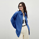 Qiushui Yiren Temperament Lapel Shirt 2025 Winter New Women's Fashion Simple Button Pocket Design Jacket Serenity Blue XL
