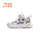 ANTA Children's Sports Shoes for Girls, Dundun Cotton Shoes with Velvet Warm Knob Buckle Casual Snow Boots 322549978N Ivory White/Fish Eye Blue-2 29 Shoe Inner Length 18cm
