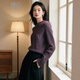 Late White Exclusive 2025 Winter Fashion Casual Sweater Solid Color Wool Sweater for Women Without Belt Purple S