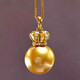 Buhesyt South Sea gold bead pendant Philippine color oyster pearl necklace 13-14mm thick gold 18K gold inlaid 14-14mm