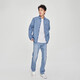 Lee25新品标准版翻领小Logo男长袖牛仔衬衫 浅蓝色 L