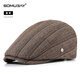 SOMUBAY (SOMUBAY) old man hat men's autumn and winter new plaid fashion beret middle-aged and elderly father and grandfather warm head protection forward hat coffee one size (54-59CM)