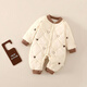 G.duck baby quilted cotton split jumpsuit baby 120g quilted thickened autumn and winter clothing children's outer wear plus cotton romper, coffee color (full embroidery bear 120g quilted cotton one-piece) 73cm