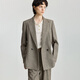LILY2025 new winter women's wool blended old money style herringbone pattern commuter khaki suit jacket 717 Khaki M