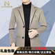 nasawassup轻奢高端西装夹克男毛呢外套秋冬季中年男士羊 毛休闲小西服 浅灰色 XL