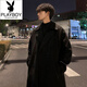 Playboy (PLAYBOY) winter Internet celebrity thickened double-sided woolen coat men's medium-length double-breasted woolen windbreaker Korean style coat couple trend white S