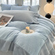 La Chapelle milk velvet four-piece set 2025 new winter thickened coral velvet quilt cover bed sheet three-piece set baby blue + star gray bed sheet style 1.5m four-piece set