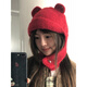 SOMUBAY (SOMUBAY) bear woolen hat for women, cute face-showing small woolen knitted hat, autumn and winter new warm ear protection Lei Feng hat, brown M (56-58cm)