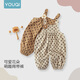Youqi Baby Clothes Cartoon Overalls Spring and Autumn Baby Girl Cute Outings Newborn Sleeveless One-piece Clothes Apricot 80cm