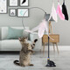 Cat toy cat funny stick with bell, long pole, suction cup, self-stimulating, bite-resistant cat funny tool, feather head cat toy, suction cup cat funny stick - cat funny stick + replacement head - pink - 1 set